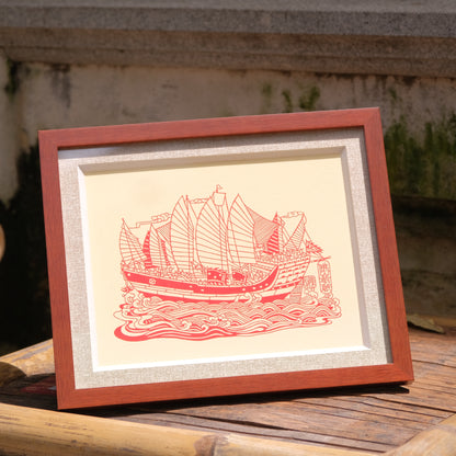 Immense Wealth Unfolds - HandCrafted Paper Cutting of Wealth Boat