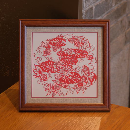 HandCrafted FENGSHUI PaperCutting of a Pond Scenery