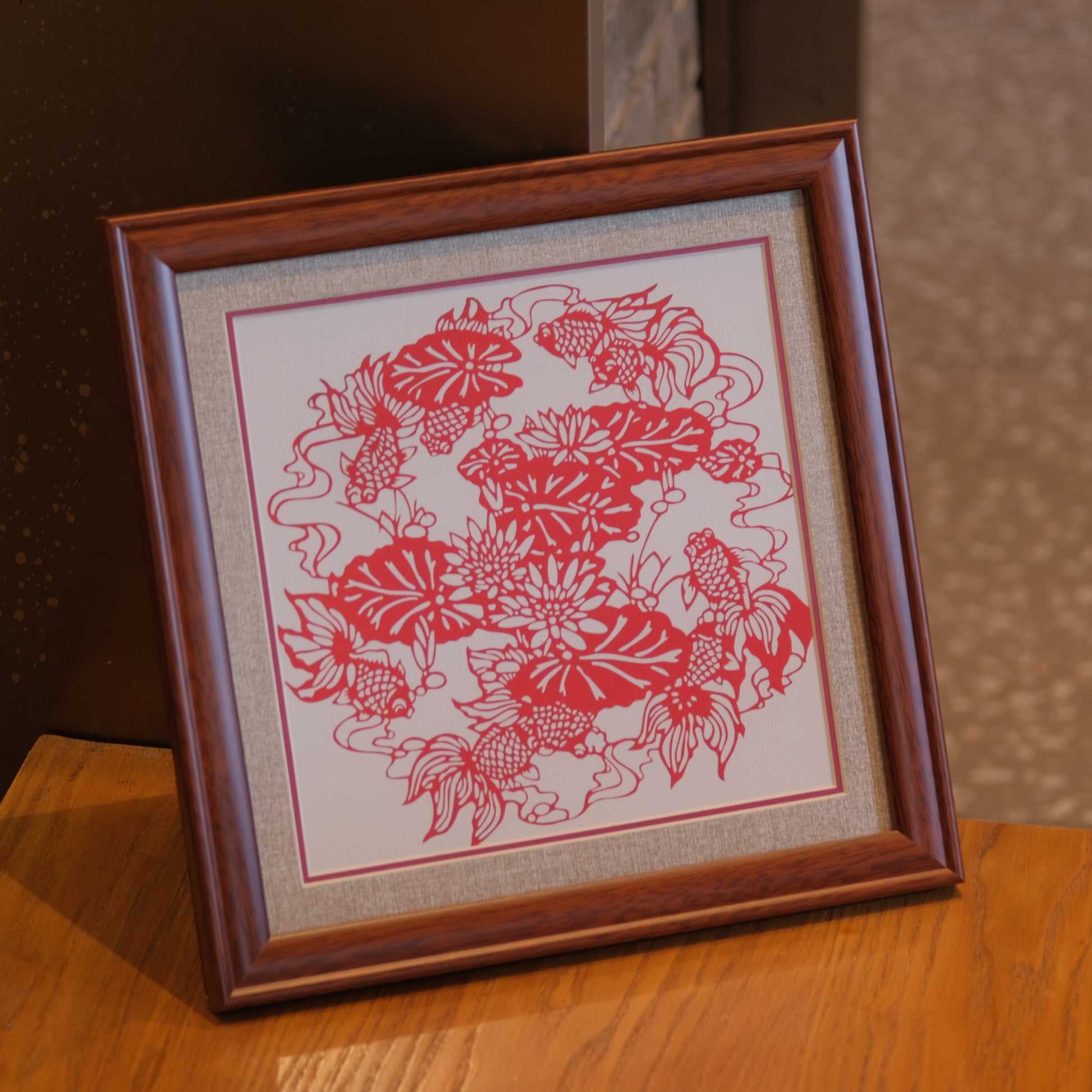 HandCrafted FENGSHUI PaperCutting of a Pond Scenery